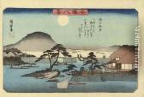 Seto Shugetsu (autumn Moon, Seto) Oil Painting - Utagawa or Ando Hiroshige