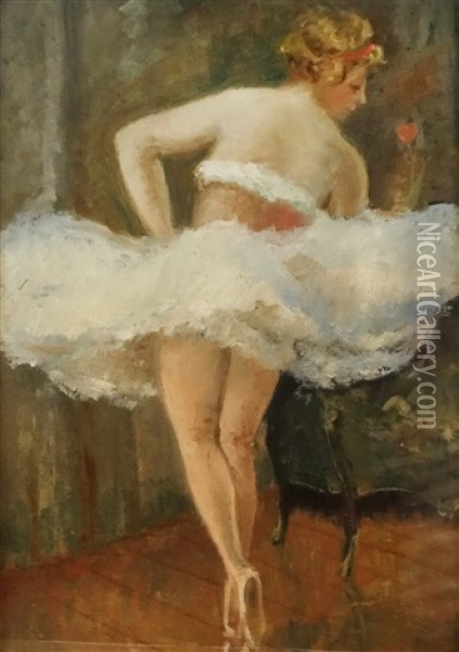 Ballerina Oil Painting - Stelian Popescu-Ghimpati