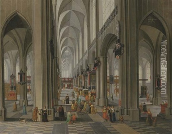 The Interior Of A Cathedral Oil Painting - Peeter Neeffs the Younger
