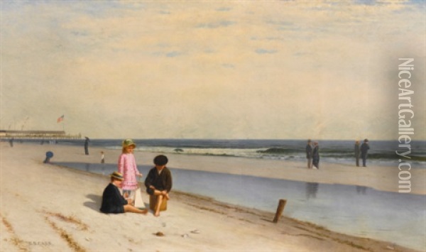 Young Sailors On Coney Island Oil Painting - Samuel S. Carr