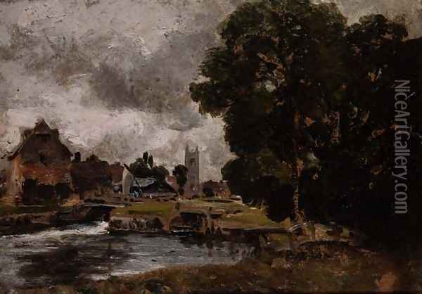 Dedham Lock and Mill Oil Painting - John Constable