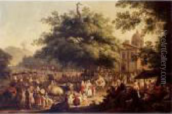 The Festival Of The Madonna Dell'arco, Naples Oil Painting - Pietro Fabris