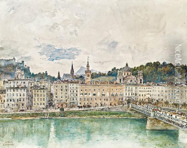 Salzburg Mit Der Salzach Oil Painting - Rudolf Ritter von Alt