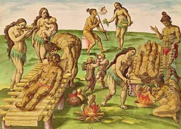How the Indians Treat Their Sick Oil Painting - Jacques le Moyne de Morgues