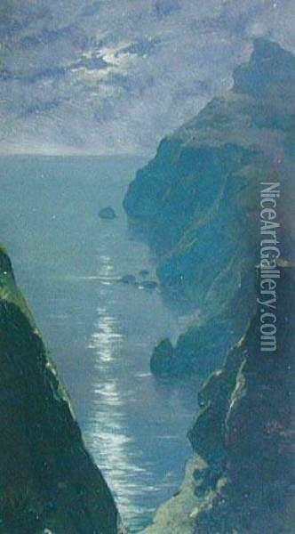 Widok Na Morze W Noc Ksiezycowa Oil Painting - Ferdynand Ruszczyc