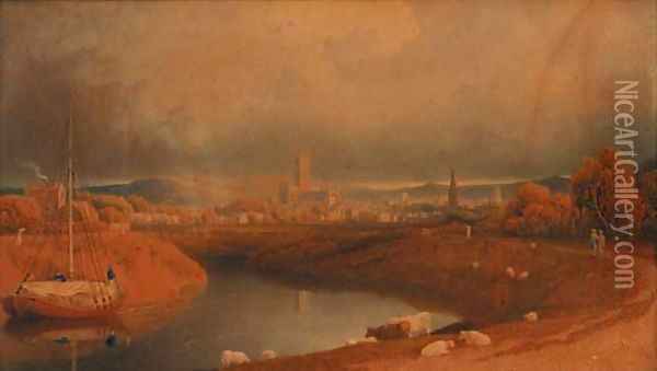 A view of Gloucester Oil Painting - George Fennel Robson
