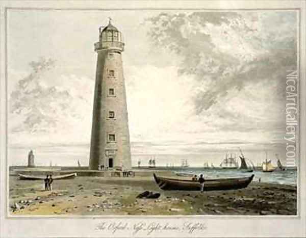 The Orford Nefs Lighthouses Suffolk Oil Painting - William Daniell RA