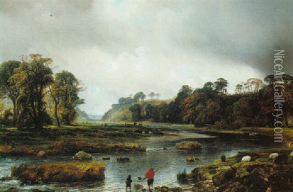 A View Of The Park Of Seaton, Scotland Oil Painting - Baron Jean Antoine Theodore Gudin