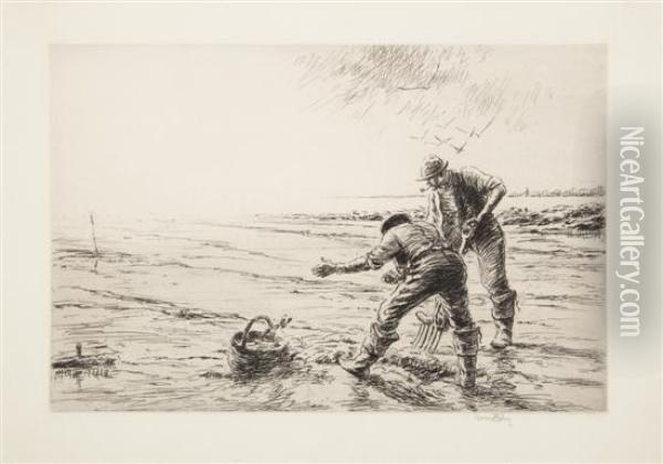 Digging For Clams Oil Painting - Kerr Eby
