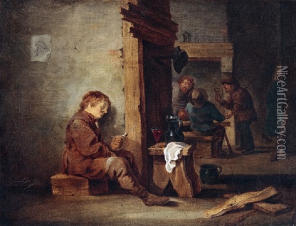 Wirtshausinterieur Mit Figuren Oil Painting - David Teniers Iv