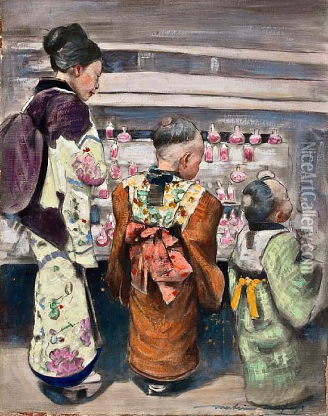 At The Sugar Water Stall Oil Painting - Mortimer Luddington Mempes