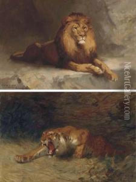 Tigre Rugissant Oil Painting - Gustave Surand
