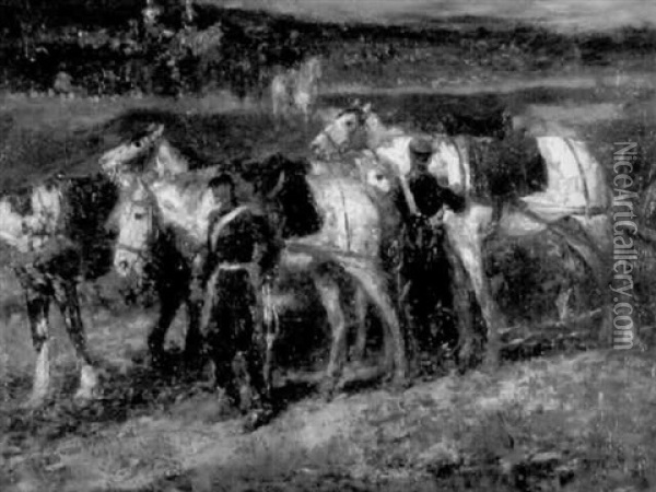 Kavallerie Mit Pferden Oil Painting - Otto Von Faber Du Faur