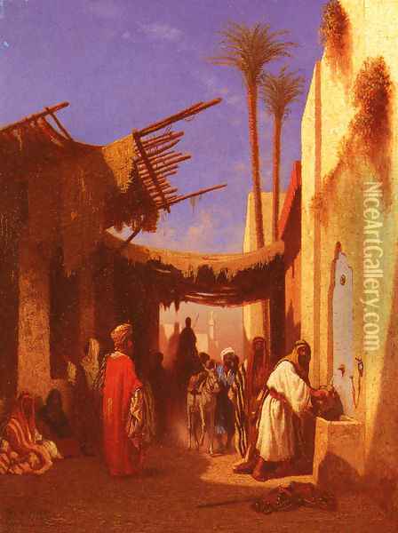 Street In Damascus and Street In Cairo: A Pair of Painting (Pic 1)s Oil Painting - Charles Theodore Frere