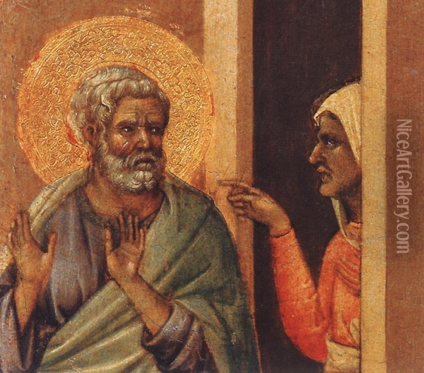 Christ Mocked (detail 2) 1308-11 Oil Painting - Duccio Di Buoninsegna