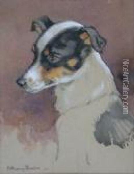 Study Of A Jack Russell Terrier Oil Painting - J. Murray