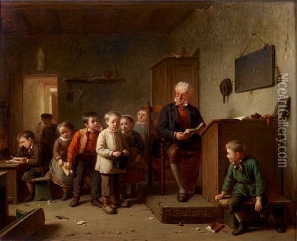 The Classroom Oil Painting - Theodore Bernard de Heuvel
