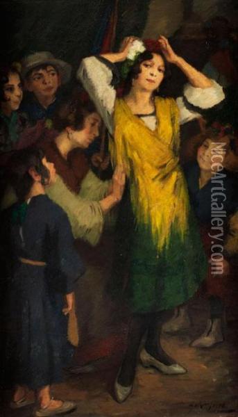 Vor Dem Tanz, 1908 Oil Painting - Leo Von Konig