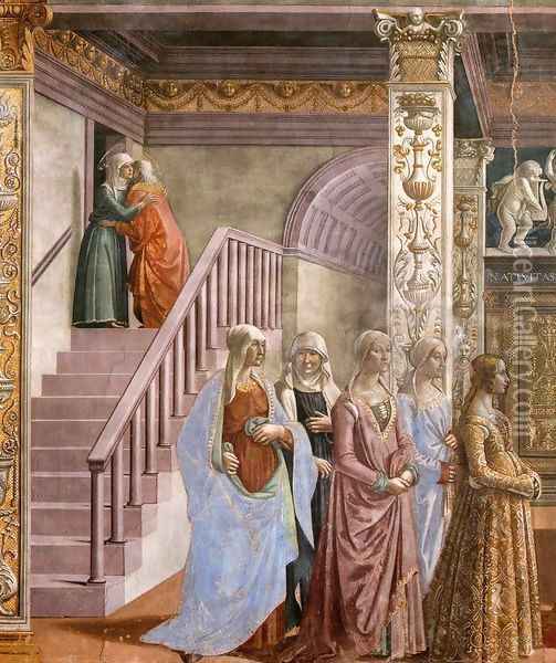 Birth of Mary (detail) 2 Oil Painting - Domenico Ghirlandaio