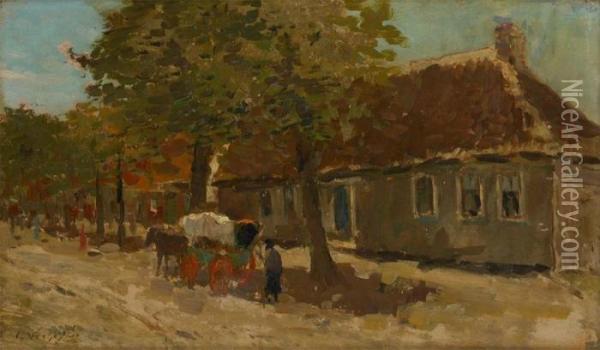 Chariot Attele Devant La Ferme Oil Painting - Isidore Verheyden