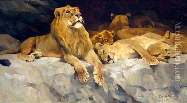 Lowenhohle (The Lion Den) Oil Painting - Wilhelm Kuhnert