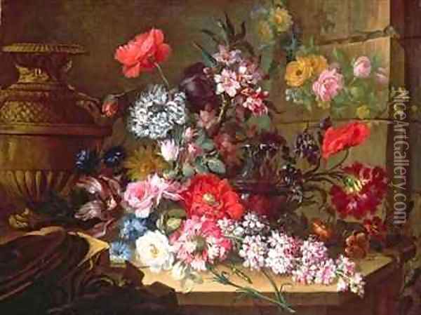 Still Life with Flowers Oil Painting - Benito Espinos