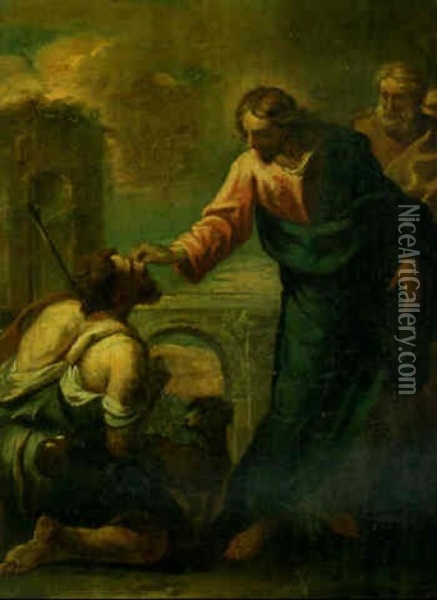 Christ Healing The Blind Man Oil Painting - Sebastiano Ricci