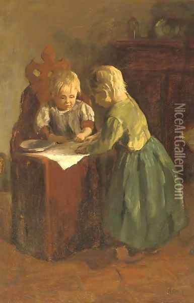 Little sisters Oil Painting - Jacob Simon Hendrik Kever
