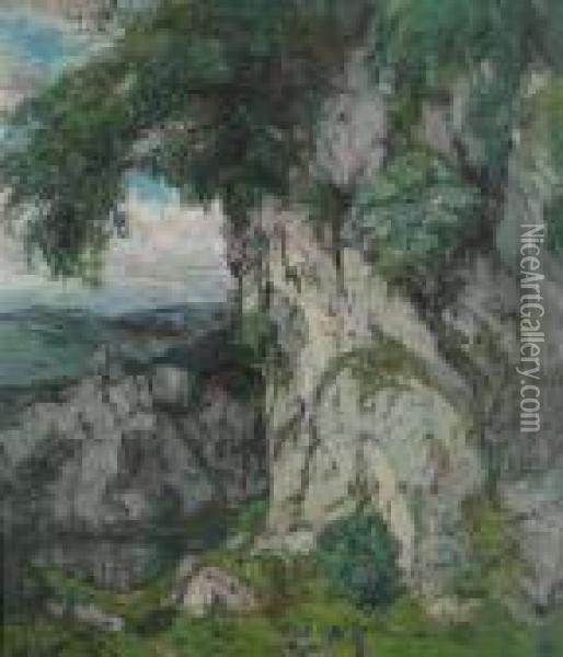 A Rocky Landscape Oil Painting - Alois Kalvoda