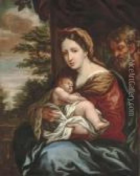 The Holy Family Oil Painting - Pietro Da Cortona (Barrettini)
