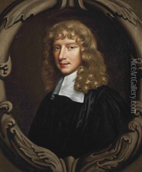 Portrait Of Zachary Craddock (1633-1695), Provost Of Eton (1681-1695), Bust-length, In Academic Robes, In A Sculpted Cartouche Oil Painting - Mary Beale