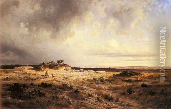 An Extensive Landscape with a Stormy Sky Oil Painting - Georges Michel