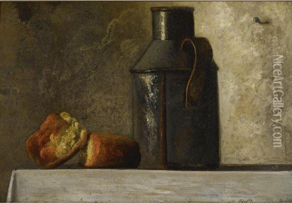 Still Life With Milk Can And Biscuits Oil Painting - John Frederick Peto