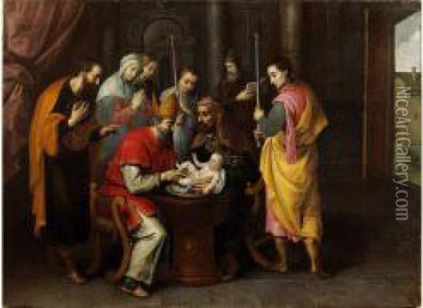 La Circoncision Oil Painting - Ambrosius Francken II