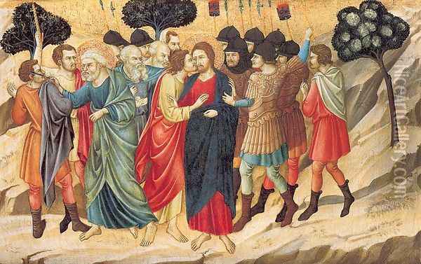 The Betrayal of Judas and the Arrest of Christ 1325 Oil Painting - Ugolino Di Nerio (Da Siena)