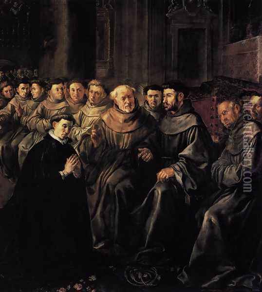 St Bonaventure Enters the Franciscan Order 1628 Oil Painting - Francisco De, The Elder Herrera