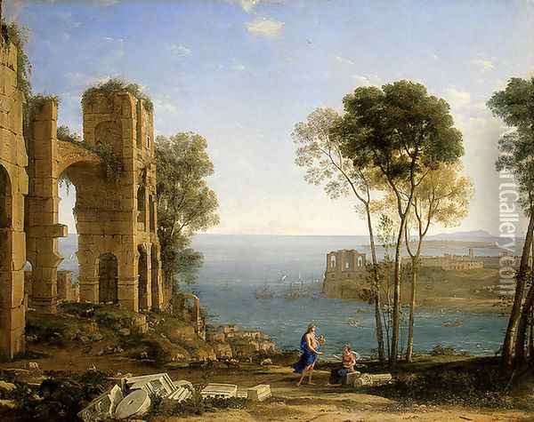Coast View with Apollo and the Cumaean Siby Oil Painting - Claude Lorrain (Gellee)