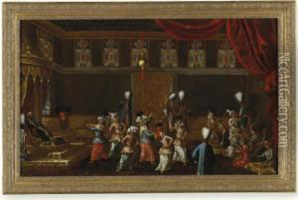 The Harem's Dance Before The Pasha Oil Painting - Jan-Baptiste Vanmour
