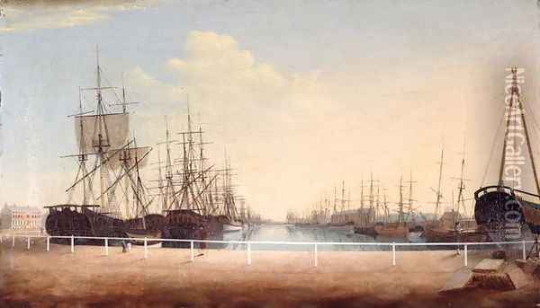 A West View of the New Dock at Kingston upon Hull Oil Painting - Robert Thew