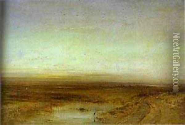 Sunset 1870s Oil Painting - Alexei Kondratyevich Savrasov