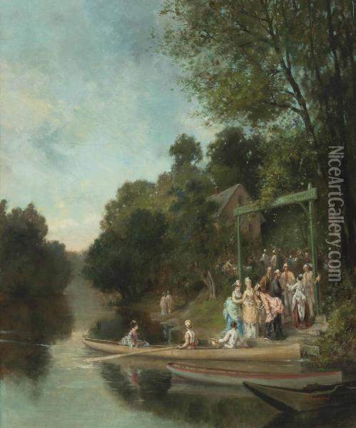 The Boating Party Oil Painting - Louis Emile Benassit