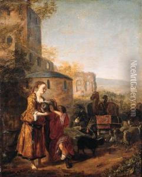 Rebecca And Eliezer At The Well Oil Painting - Adriaen Cornelisz. Beeldemaker