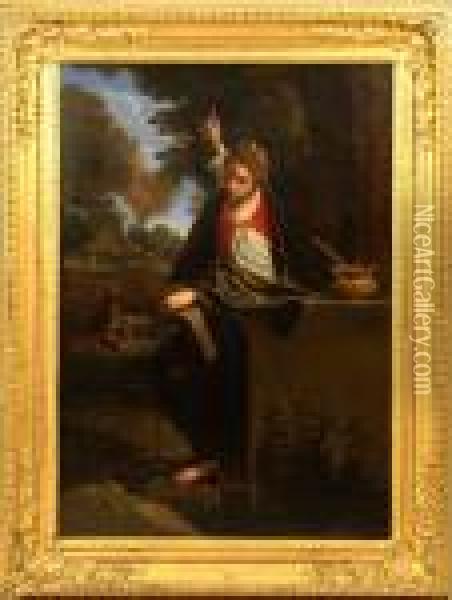 Schidone - Full Length Portrait Of St. Margaret Of Antioch Oil Painting - Bartolomeo Schedoni