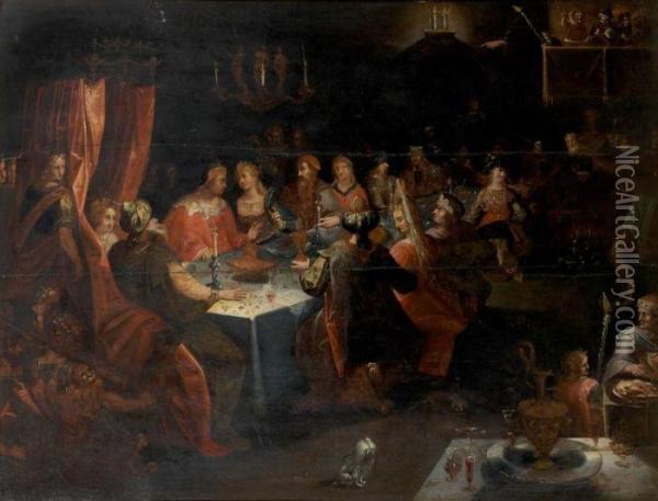 Le Festin De Balthazar Oil Painting - Ambrosius Francken II