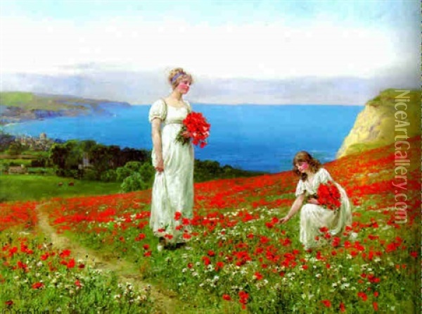 Gathering Poppies Oil Painting - Henry John Yeend King
