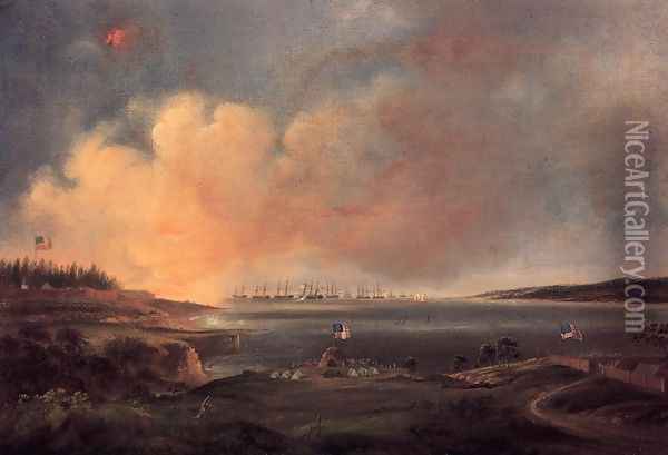 The Battle of Fort McHenry Oil Painting - Alfred Jacob Miller
