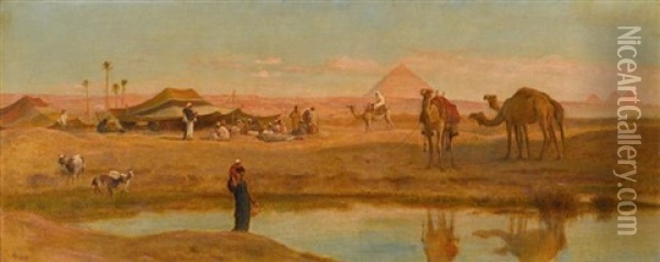 A Bedouin Encampment Near Sakara Oil Painting - Frederick Goodall