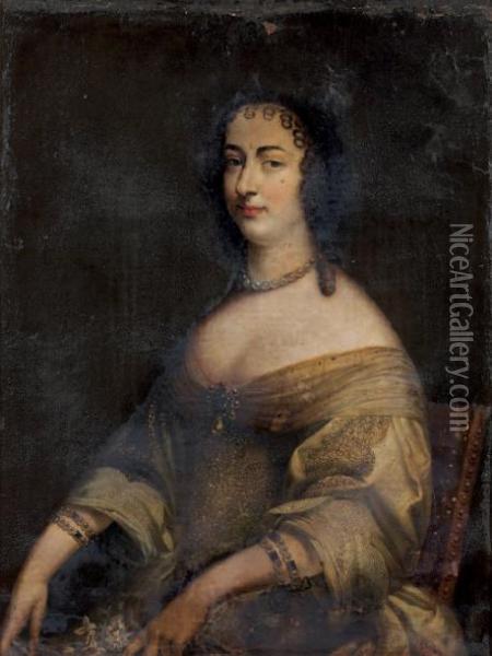 Portrait De Femme Assise Oil Painting - Alexis Simon Belle