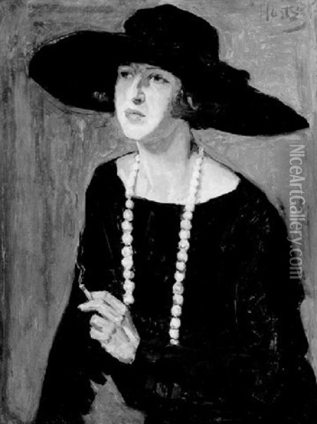 Een Dames Portret Oil Painting - Louis Hartz
