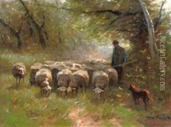 Grazing Sheep Oil Painting - Francois Pieter ter Meulen